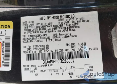 2014 Ford Fusion Titanium из США, поврежденный, VIN 3FA6P0SU0ER263902